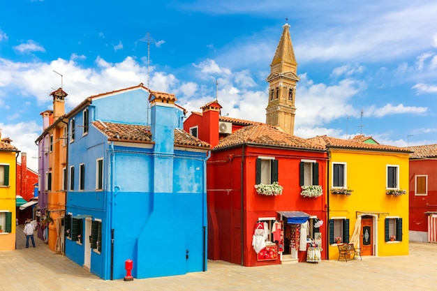 Colorful houses on the Burano Venice Italy