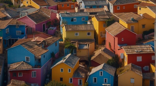 Photo colorful houses in the country colorful houses in the city background of colorful houses