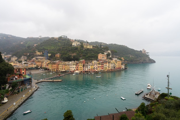 Colorful houses at square of Portofino.