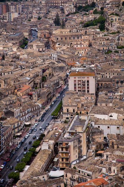 Colorful houses and streets in old medieval village Ragusa in Sicily, Italy