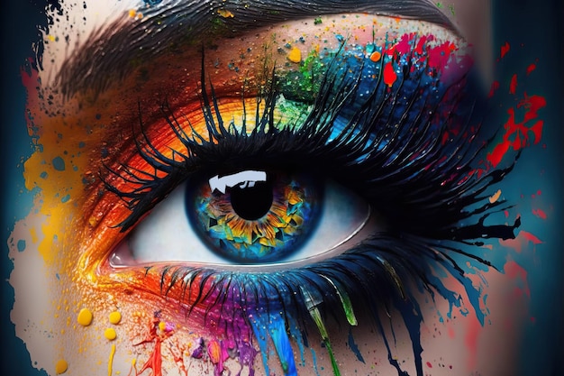 Colorful human eye close up