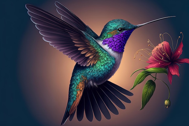 Colorful hummingbird illustration