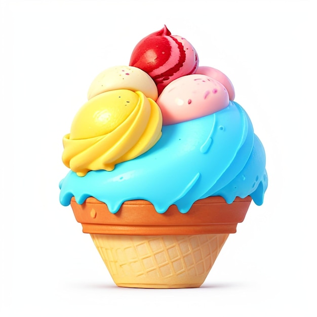 a colorful ice cream cone with a variety of flavors creating a delightful and vibrant treat