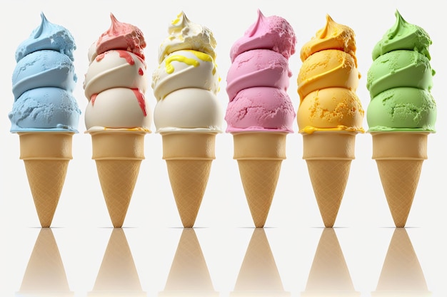 Colorful Ice Cream Illustration AI Generative