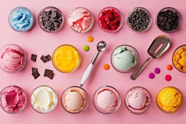 Photo colorful ice cream ingredients