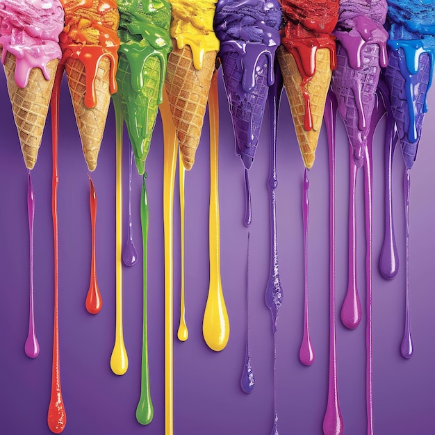 Photo colorful ice cream isolated on light purple background