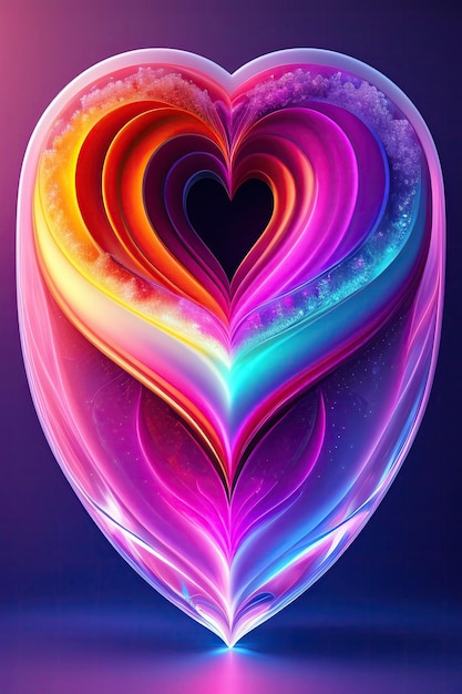 A colorful ice heart with a heart inside