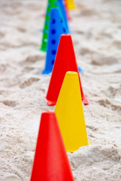 Colorful icons used to practice functional exercises on the beach, a very popular modality in rio de janeiro.