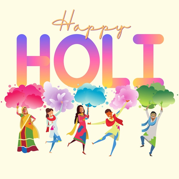 Colorful Illustrated Happy Holi Greeting Instagram Post 1