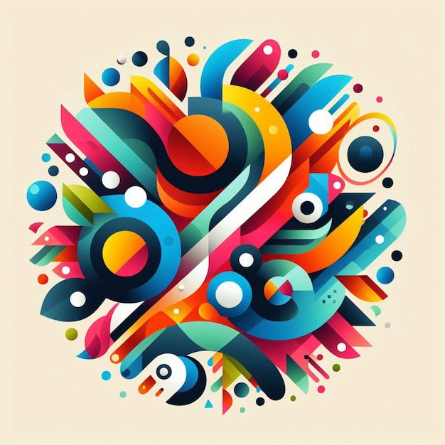 a colorful illustration of an abstract art with a colorful background