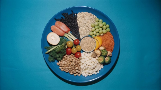 Colorful Illustration of a Balanced Plate with Foods 4k HD Photo for World Food Day