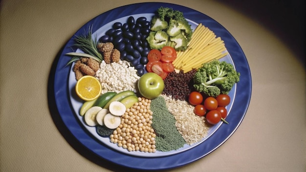 Colorful Illustration of a Balanced Plate with Foods 4k HD Photo for World Food Day