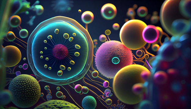 A colorful illustration of a cell with the word cell on it