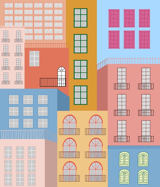 a colorful illustration of a city with a colorful building