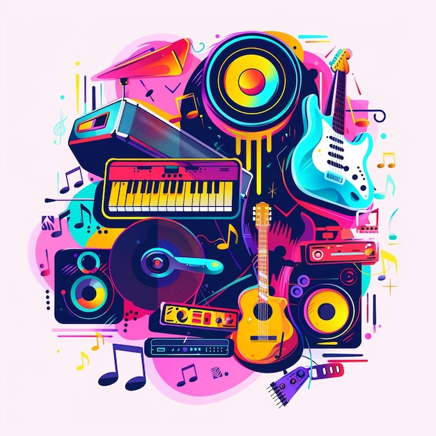 a colorful illustration of a colorful and colorful music collection