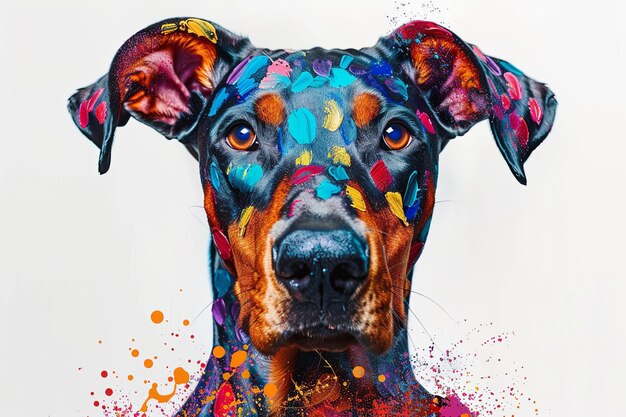 Colorful illustration of a dog on a white background