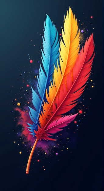 Photo a colorful illustration of a feather with the words quot feather quot