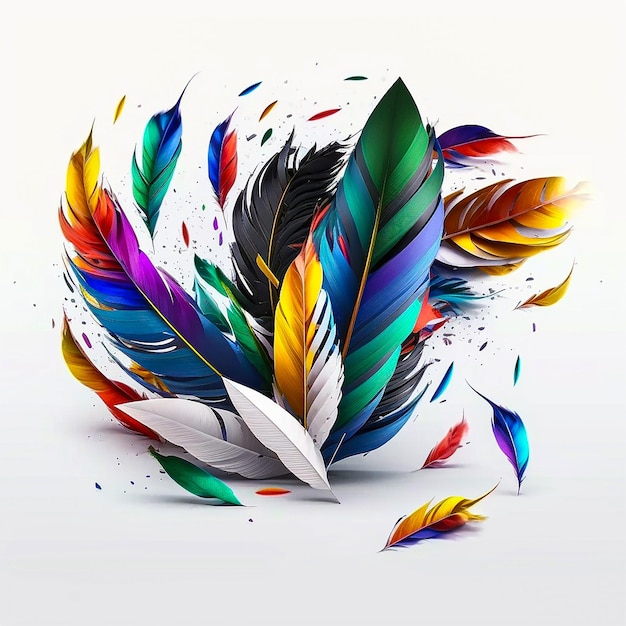 A colorful illustration of feathers with the word " love " on the bottom.