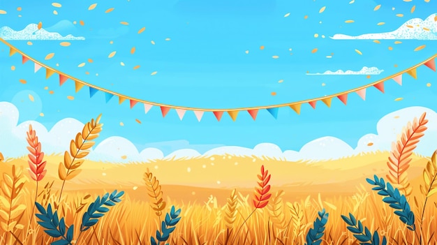 a colorful illustration of a field with the words happy birthday