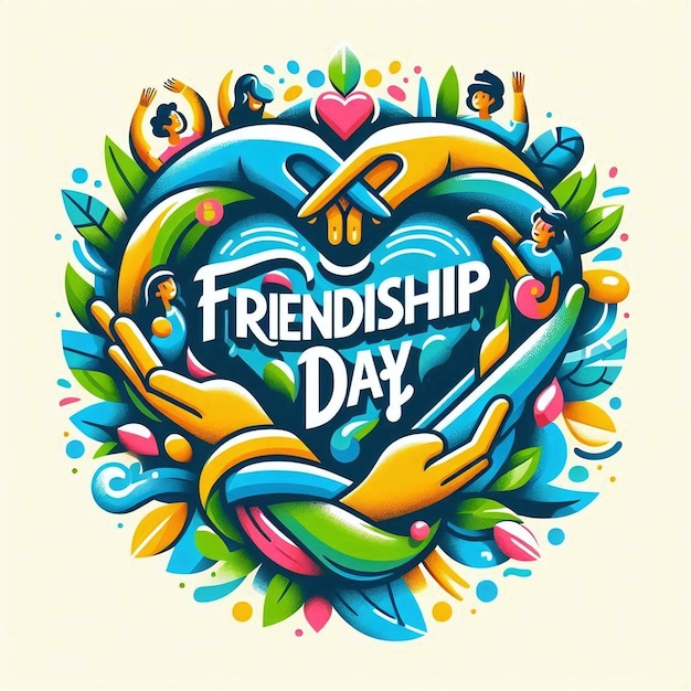 a colorful illustration of friendship day written on a white background