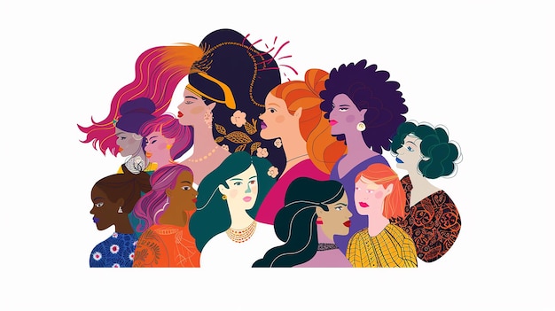 Colorful illustration of a group of women