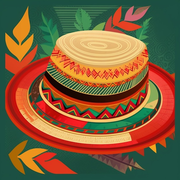 A colorful illustration of a hat sombrero colombia Independencia de Colombia