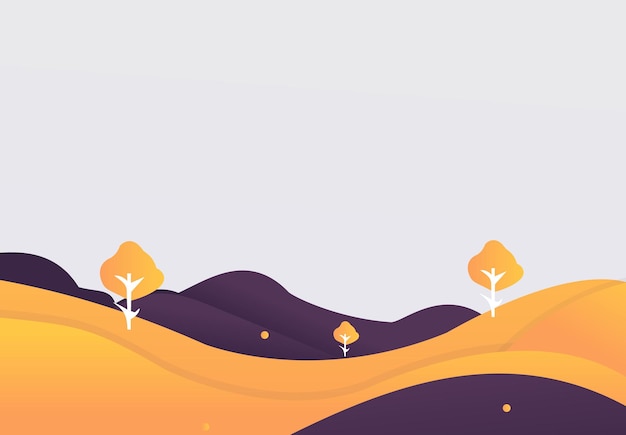 Photo a colorful illustration of a hill with trees in orange and purple