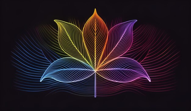 Photo a colorful illustration of a leaf with a multicolored leaf