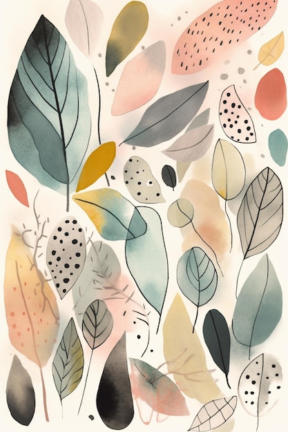 A colorful illustration of leaves and flowers.