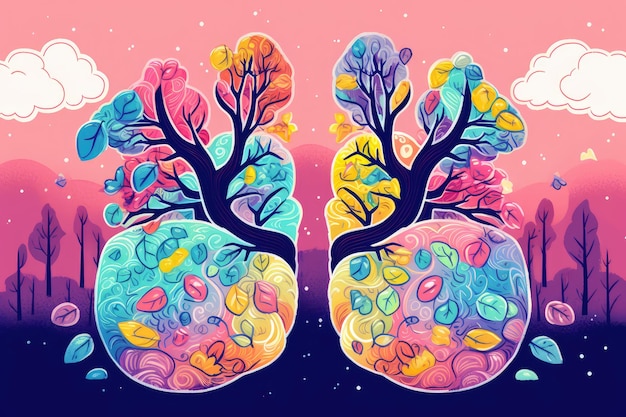 A colorful illustration of a lungs tree of life'on it