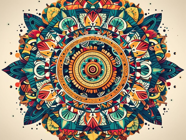 A colorful illustration of a mandala with the word art on it.