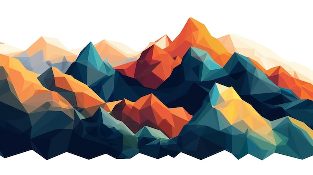 Photo a colorful illustration of a mountain with a blue and orange color