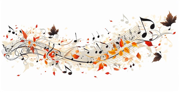 a colorful illustration of music with birds on the top