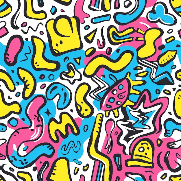 a colorful illustration of a pattern with different colored objects