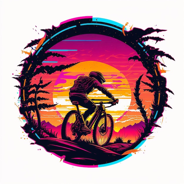 Photo a colorful illustration of a person riding a bike.