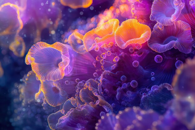 Photo a colorful illustration of a purple and orange jellyfish