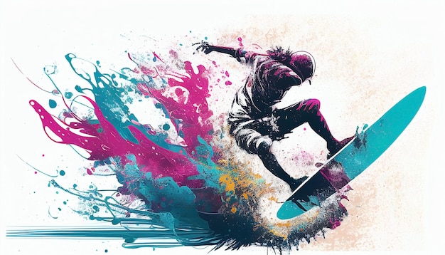 A colorful illustration of a skateboarder on a white background.