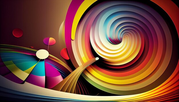 A colorful illustration of a spiral with a person standing in the middle.