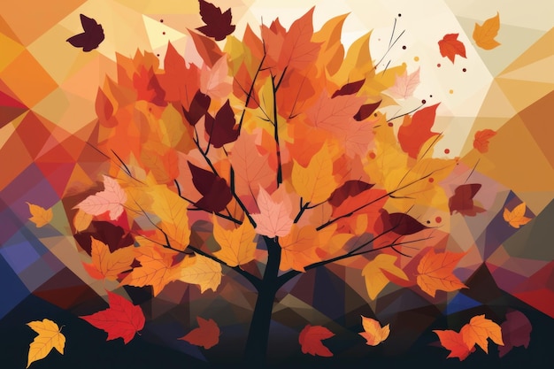 A colorful illustration of a tree with leaves on it