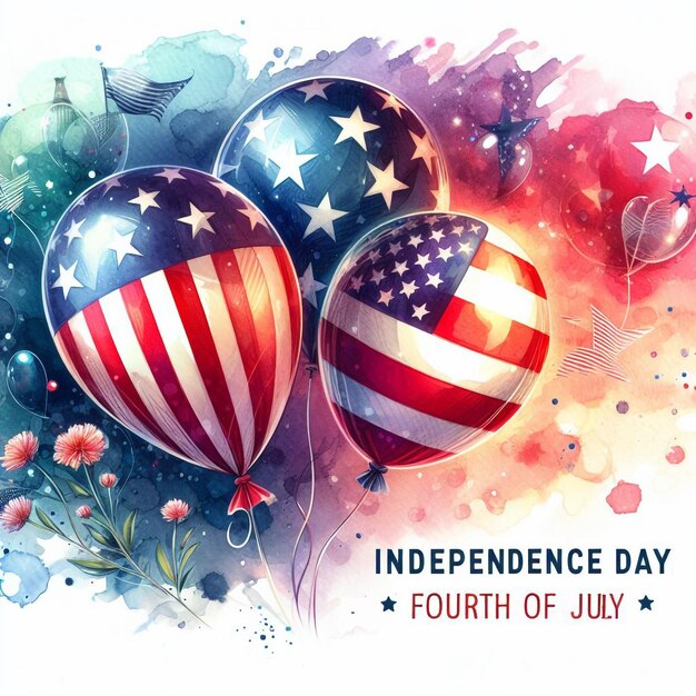 Colorful illustration water color art of celebrating American Independence Day Fourth of July