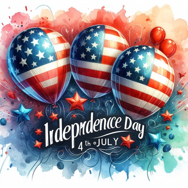 Colorful illustration water color art of celebrating American Independence Day Fourth of July