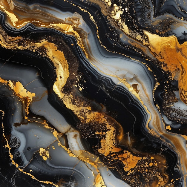 a colorful image of a black and gold marble with a gold background