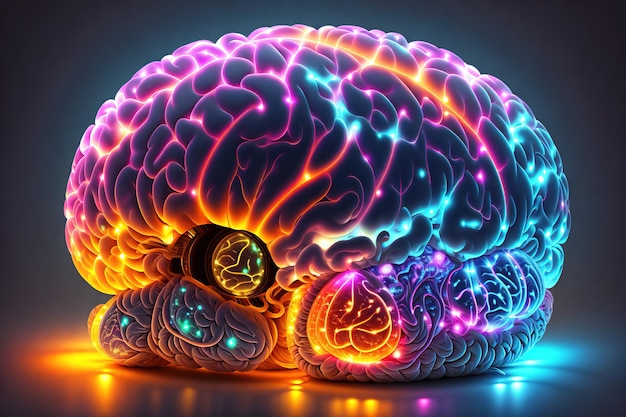 A colorful image of a brain with the word brain on it