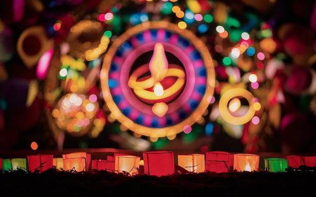 a colorful image of a circle with a candle in it