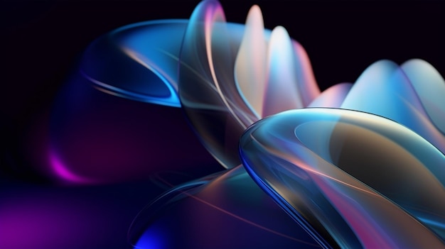 A colorful image of a glass sculpture with a blue and purple background.