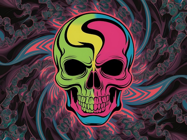 Photo a colorful image of a skull with a colorful background