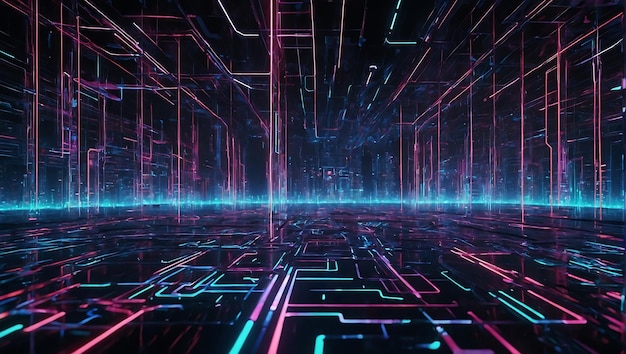 a colorful image of a space with lines and lines