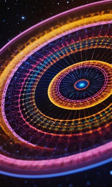 Photo a colorful image of a spiral design with a blue dot