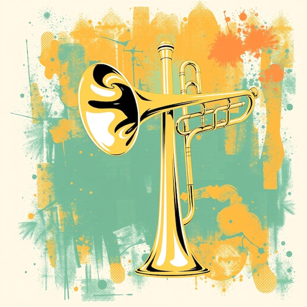 Photo a colorful image of a trumpet with the word trumpet on it