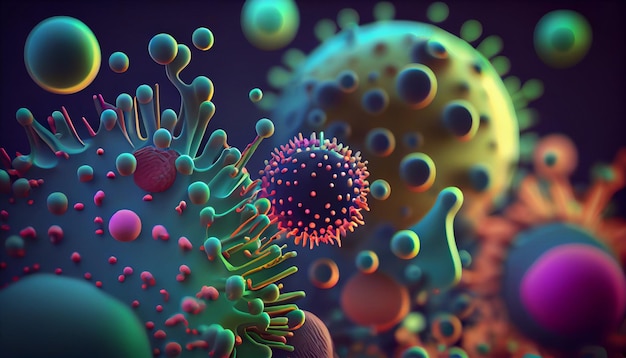 A colorful image of a virus with the word virus on it